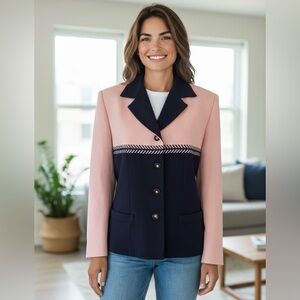 Jacqueline‎ Ferrar Vintage Pink & Black Blazer 10P New